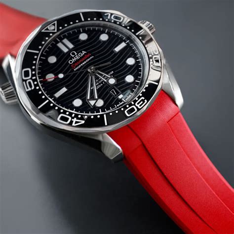 omega seamaster red rubber strap|omega seamaster original rubber strap.